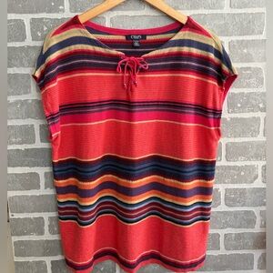 Bright Stripes Chaps 🩷 55% linen 45% cotton striped top, size 1X
